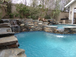 Entertainment Backyard with Pool and Spa - Gemini 2 Landscape Construction